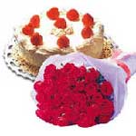 9 adet kirmizi gül ve pasta   İstanbul Ümraniye çiçek gönderme sitemiz güvenlidir 