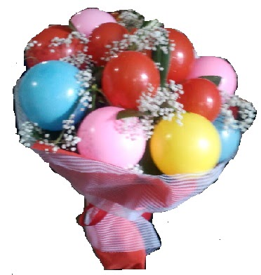 13 adet renkli balondan gerçek balon buketi
