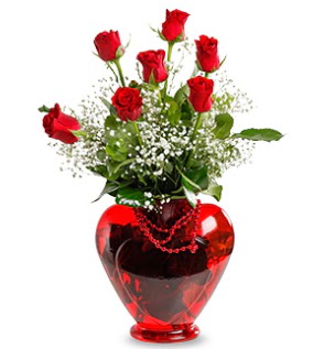 Kalp cam içinde 7 adet kırmızı gül  İstanbul Ümraniye çiçek siparişi sitesi 