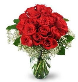 25 adet kırmızı gül cam vazoda  İstanbul Ümraniye çiçek , çiçekçi , çiçekçilik 