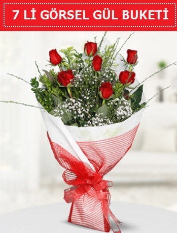 7 adet kırmızı gül buketi Aşk budur  İstanbul Ümraniye çiçek satışı 